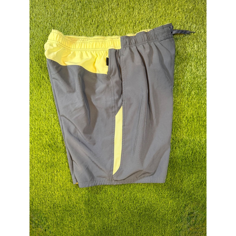 Nike Mens Swim Trunks Grey Neon Yellow Mesh Lined Board Shorts XL - Picture 6 of 7